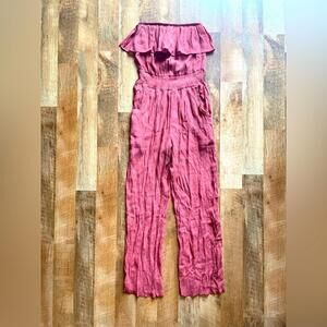 Love J Pink Off-the-Shoulder Ruffled Jumpsuit